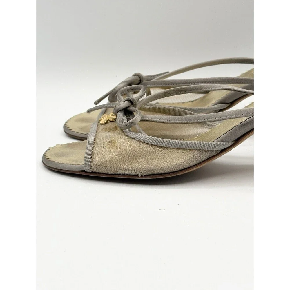Chanel Gold Clover Lucky Charm  Gold & Silver Mules Heels Vintage Size EU 36.5